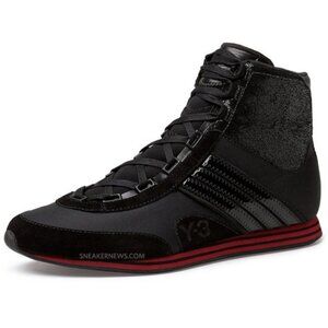 Y-3 Adidas Yohji Yamamoto  black & red women hi top sneakers suede trim size 7